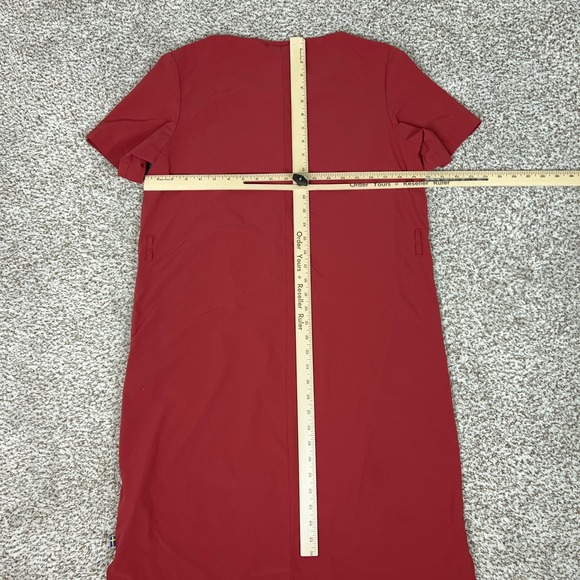 Fjallraven Dress Womens Medium Red Short Sleeve Ovik Lite Outdoor Hiking Travel - Picture 9 of 12
